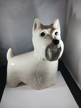 RARE Vintage Metlox Pottery White Scotty Dog Scottie Dog Cookie Jar Made in USA